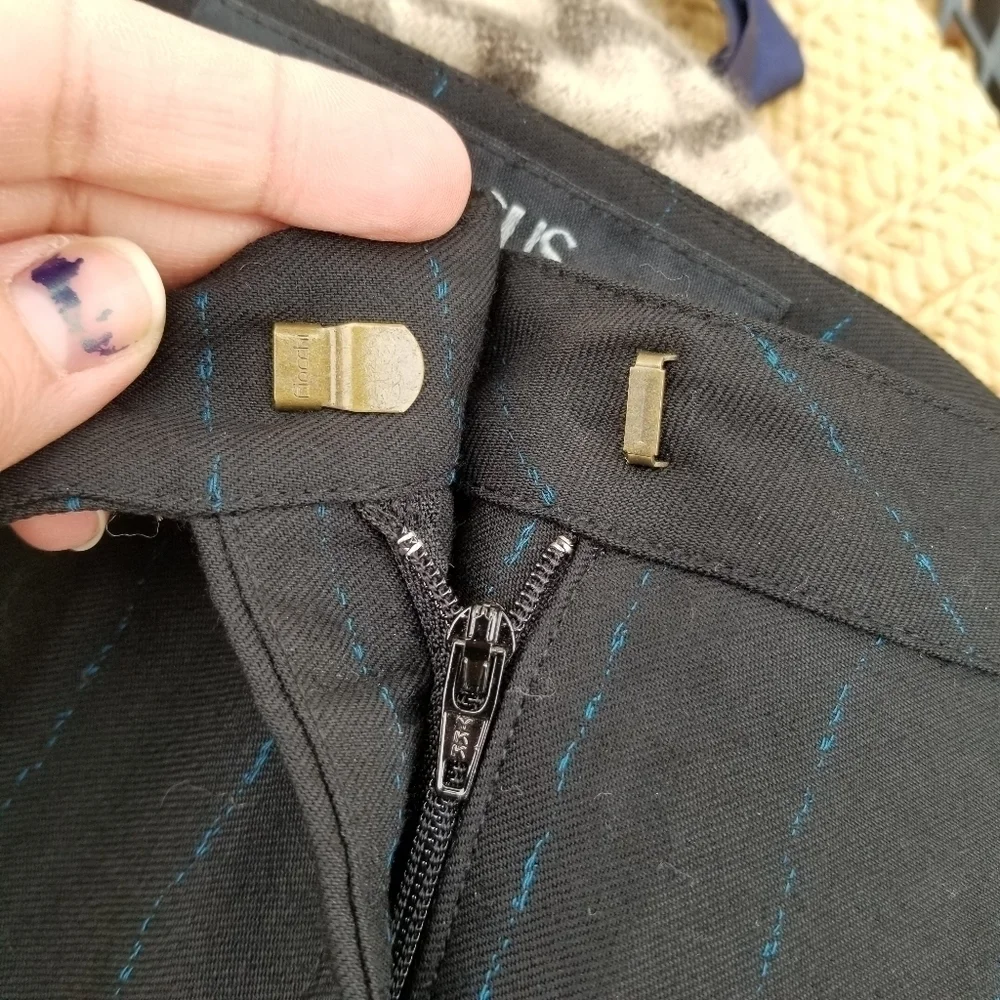 Versus Versace black career skirt with blue vertical stripes SEE MEASUREMENTS